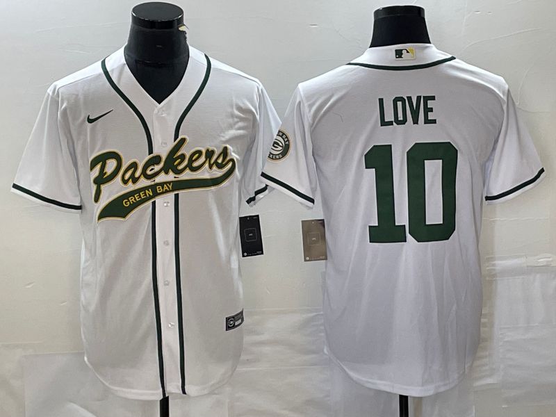 Men Green Bay Packers #10 Love White Nike 2023 Co Branding Game NFL Jersey style 1
